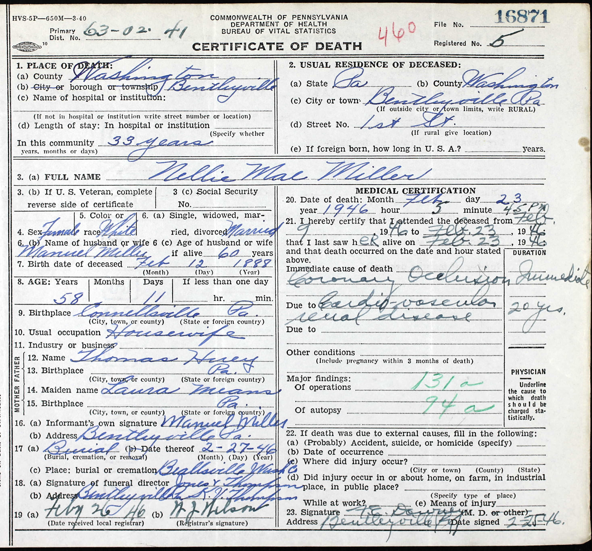 death certificate